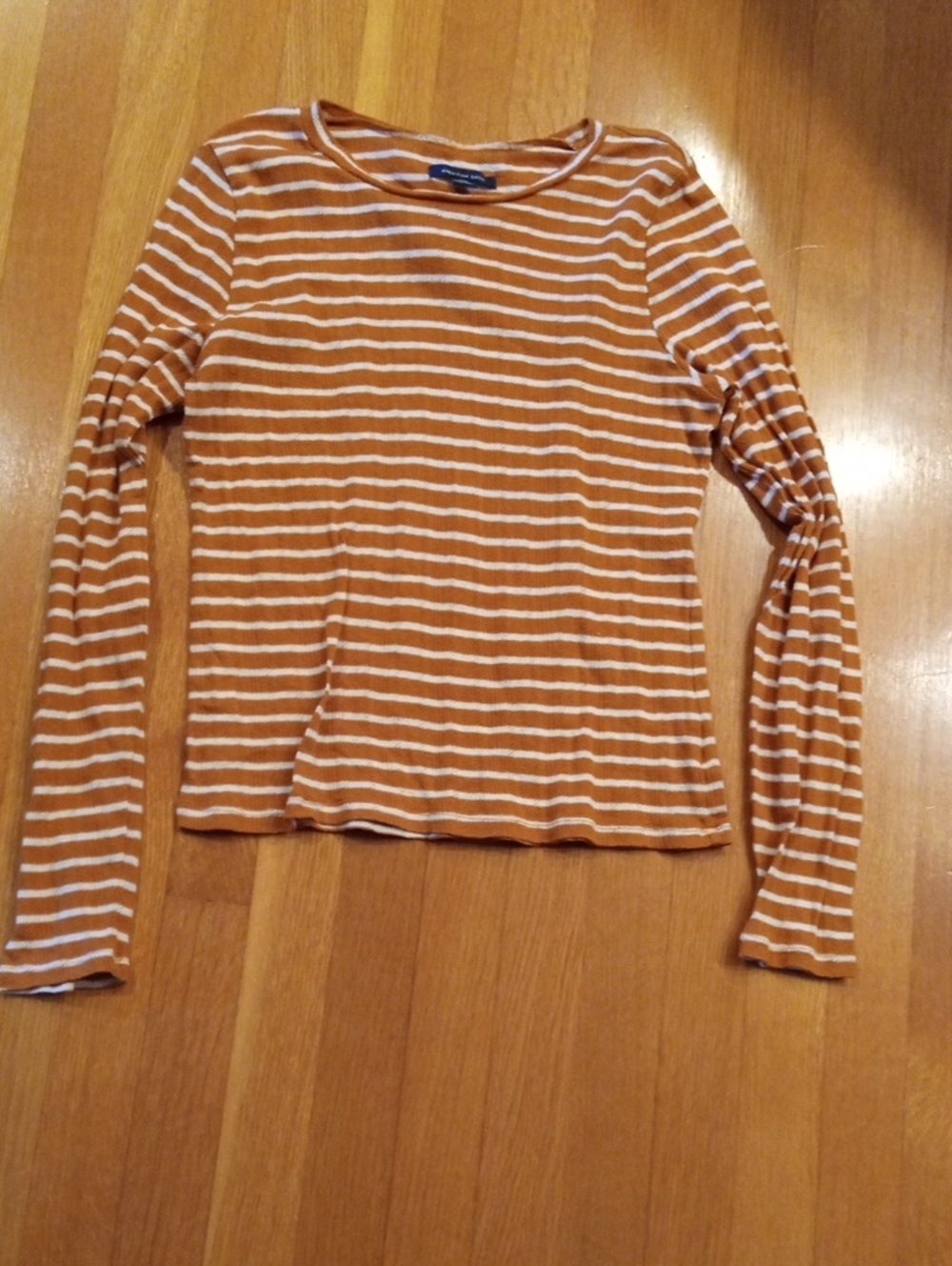 American Eagle Striped Juniors Top Large